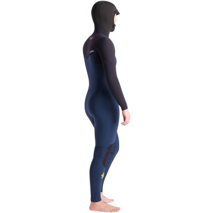 2024 C-Skins Womens NuWave Solace 5/4/3mm Chest Zip Hooded Wetsuit C-NSO54WH - Bluestone / Black x / Saffron